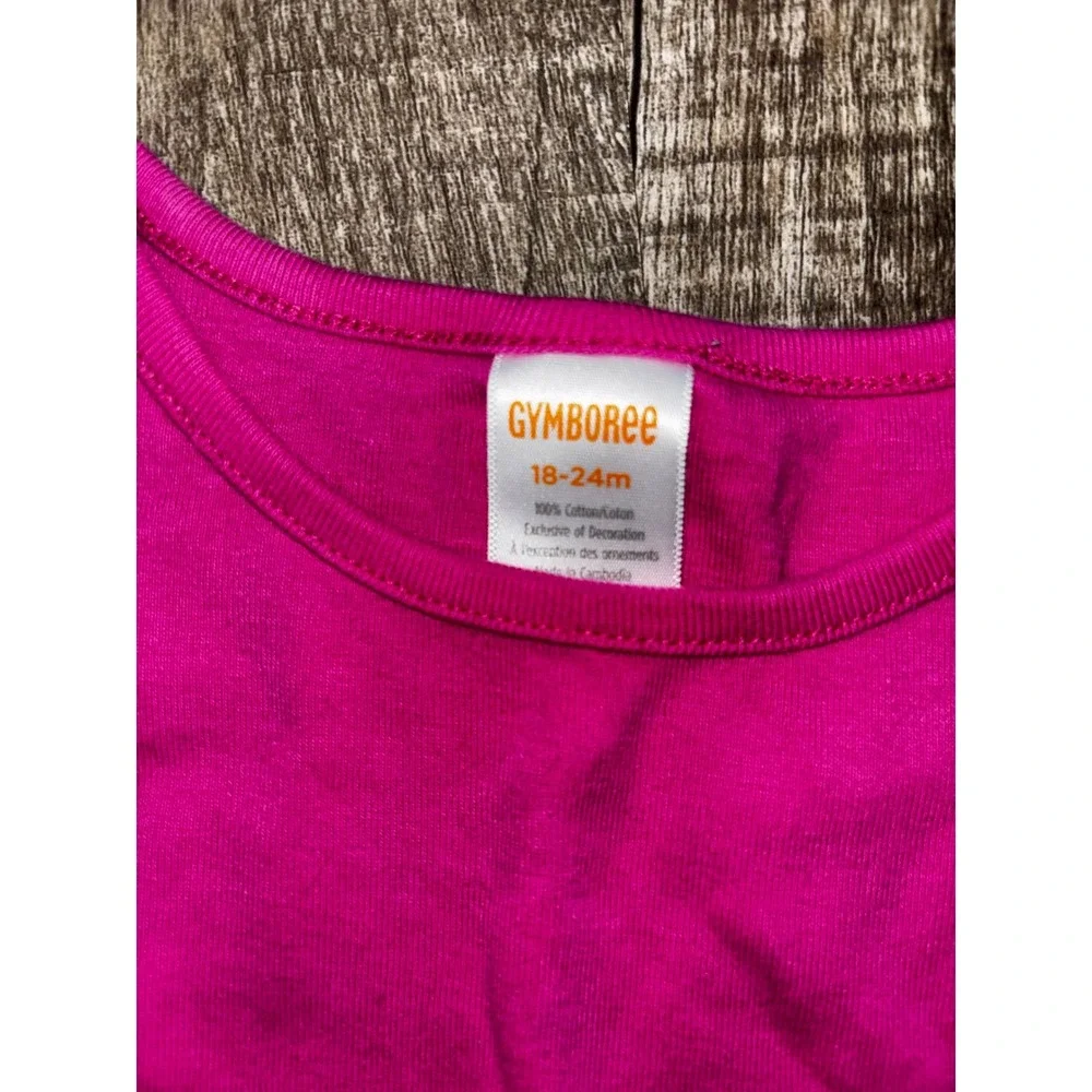 Gymboree Girls Pink Peacock Embroidered Ruffle Sleeve Cotton Top 18-24M